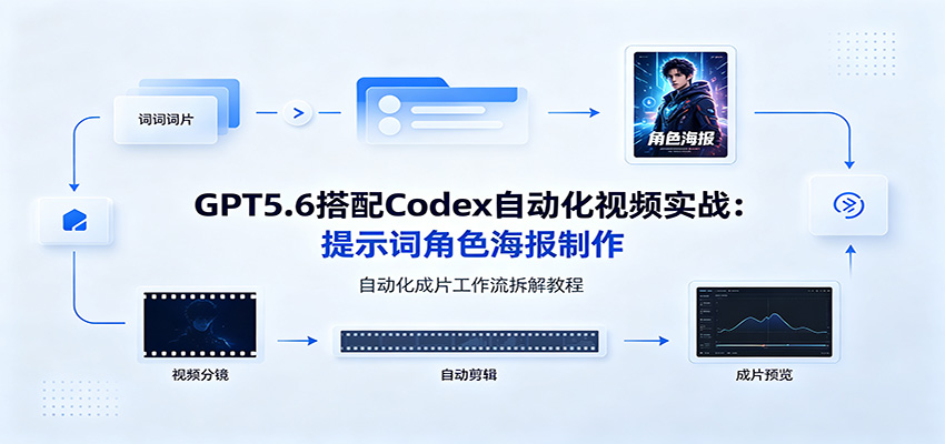 GPT5.6搭配Codex自动化视频实战:提示词角色海报制作,自动化成片工作流拆解教程-800资源网