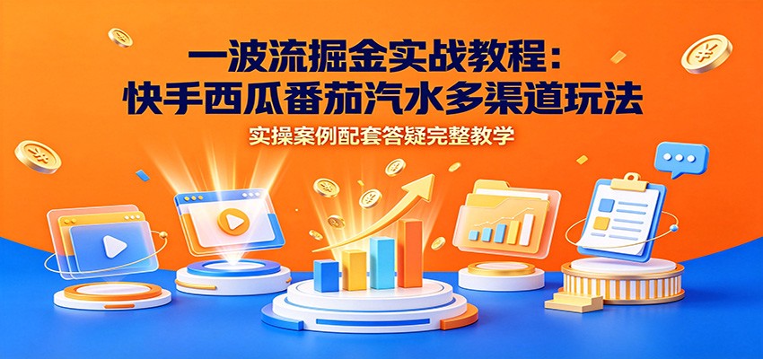 一波流掘金实战教程:快手西瓜番茄汽水多渠道玩法,实操案例配套答疑完整教学-800资源网