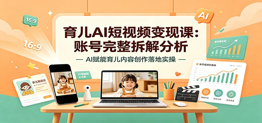 育儿AI短视频变现课:账号完整拆解分析,AI赋能育儿内容创作落地实操-800资源网