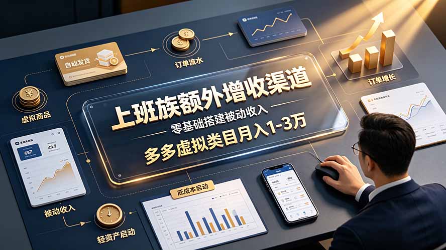 上班族额外增收渠道,零基础搭建被动收入,多多虚拟类目月入 1-3 万-800资源网