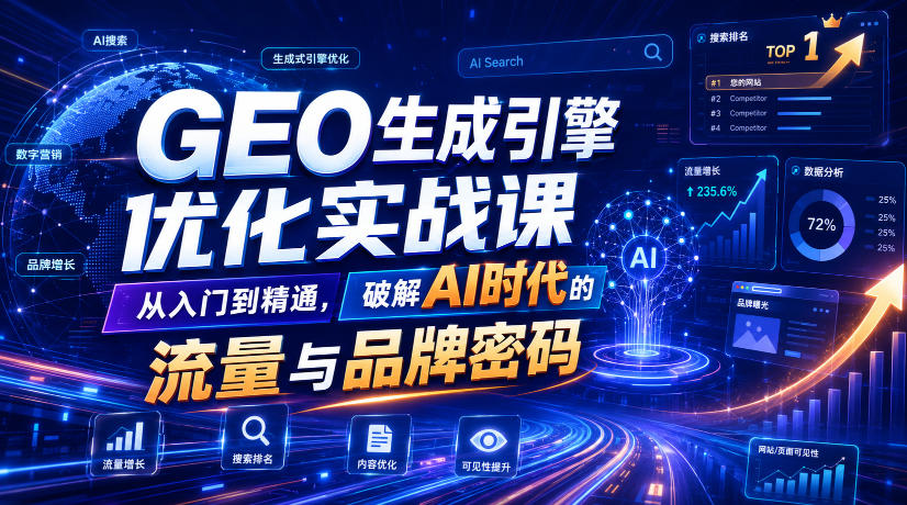 GEO生成引擎优化实战课,从入门到精通,破解AI时代的流量与品牌密码-800资源网