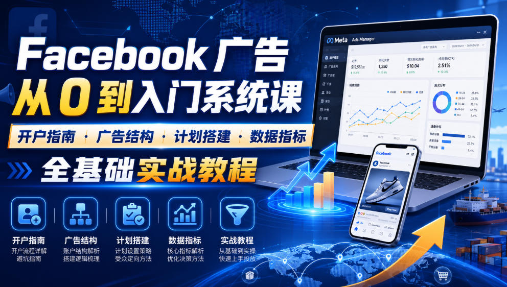 Facebook广告新手从0到入门系统课|开户指南・广告结构・计划搭建・数据指标全基础实战教程-800资源网