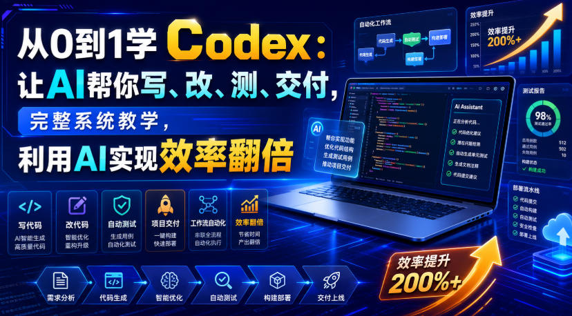 从0到1学Codex:让AI帮你写、改、测、交付,完整系统教学,利用AI实现效率翻倍-800资源网