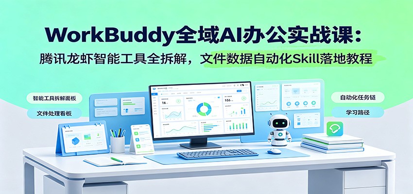 WorkBuddy全域AI办公实战课:腾讯龙虾智能工具全拆解,文件数据自动化Skill落地教程-800资源网