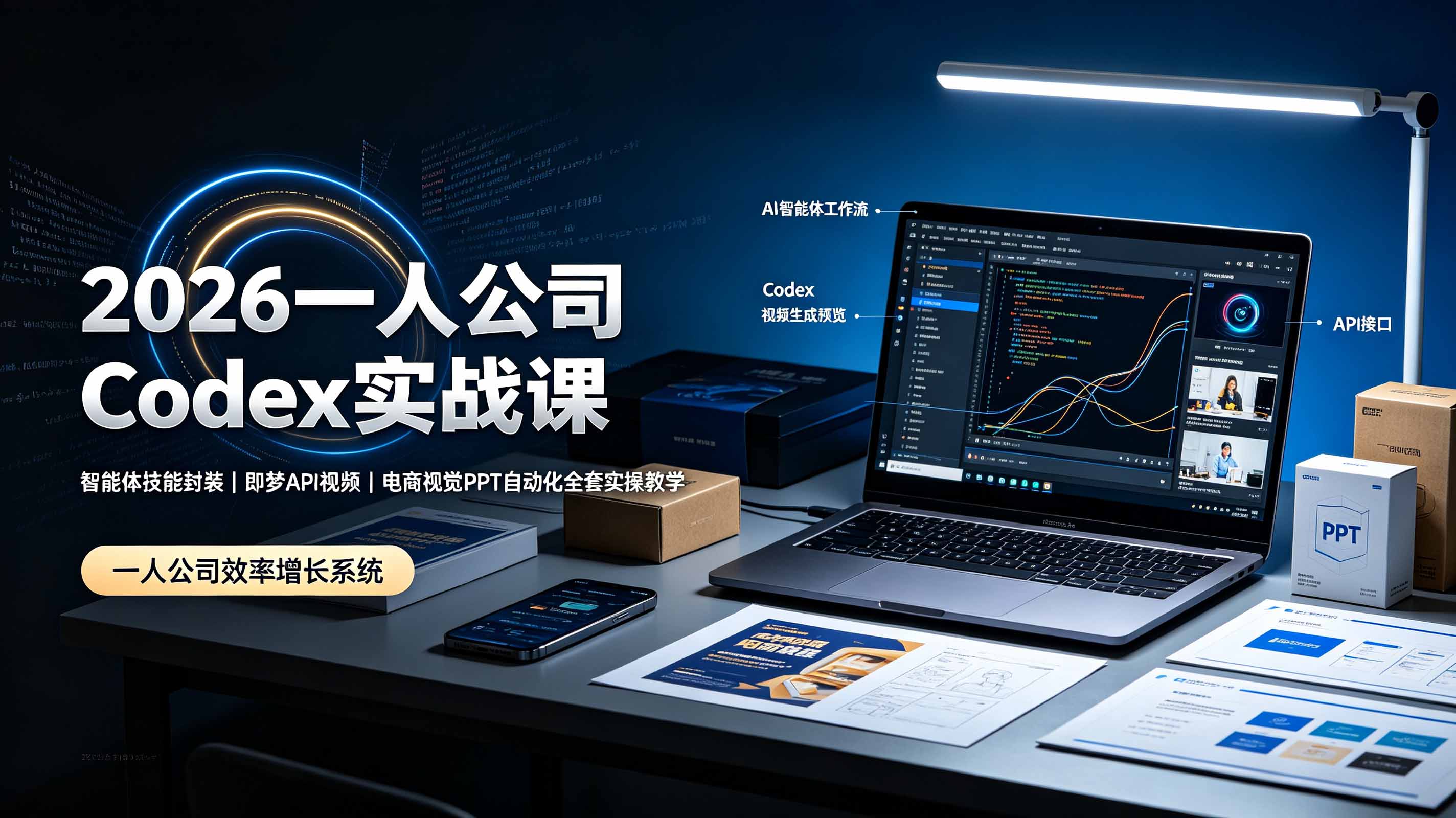 2026一人公司Codex实战课◆智能体技能封装｜即梦API视频｜电商视觉PPT自动化全套实操教学-800资源网