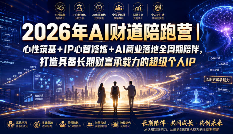 2026年AI财道陪跑营｜心性筑基+IP心智修炼+AI商业落地全周期陪伴，打造具备长期财富承载力的超级个人IP-800资源网
