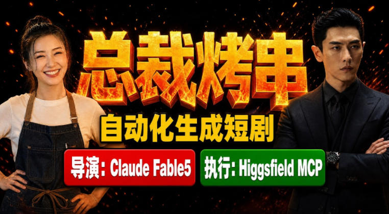 Claude Fable5担任导演+Higgsfield MCP落地执行｜《总裁烤串》真人质感短剧全自动AI生成全流程教学-800资源网