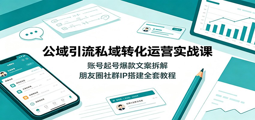 公域引流私域转化运营实战课：账号起号爆款文案拆解，朋友圈社群IP搭建全套教程-800资源网