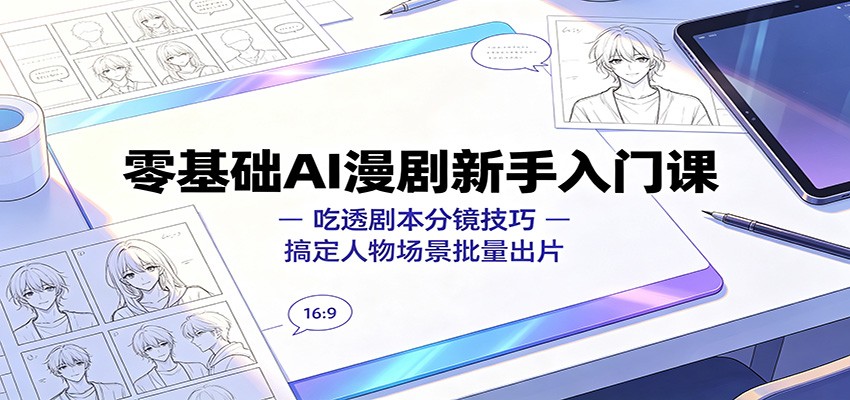 零基础AI漫剧新手入门课:吃透剧本分镜技巧,搞定人物场景批量出片-800资源网