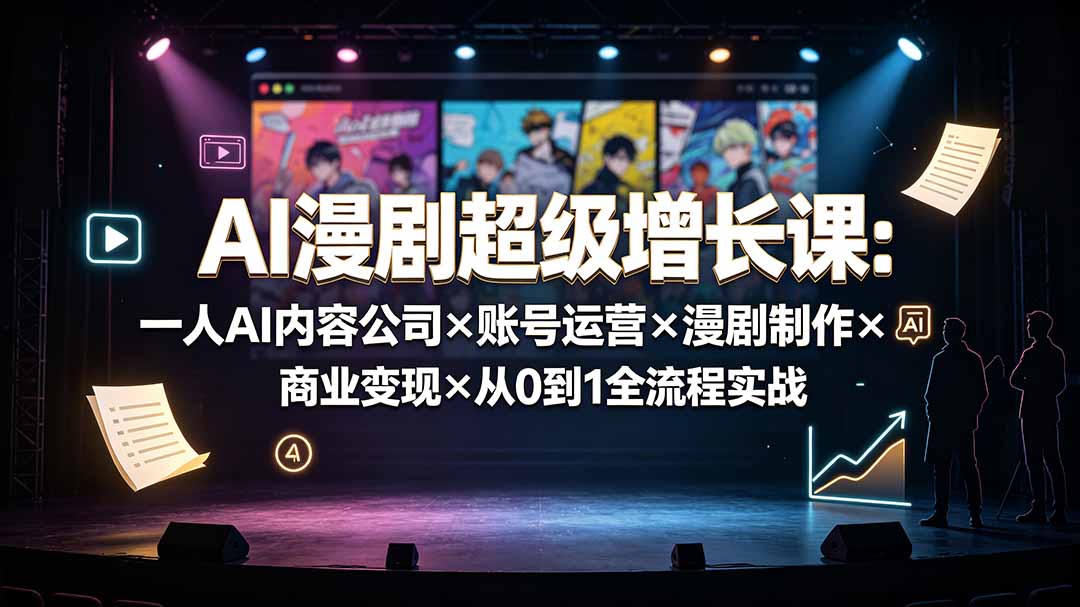 AI漫剧超级增长课：一人AI内容公司×账号运营×漫剧制作×商业变现×从0到1全流程实战-800资源网