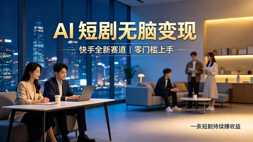 别乱找副业了，快手 AI 短剧零门槛长久被动增收-800资源网