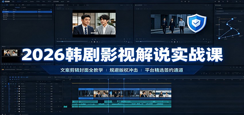 2026韩剧影视解说实战课:文案剪辑封面全教学,规避版权冲击平台精选签约通道-800资源网