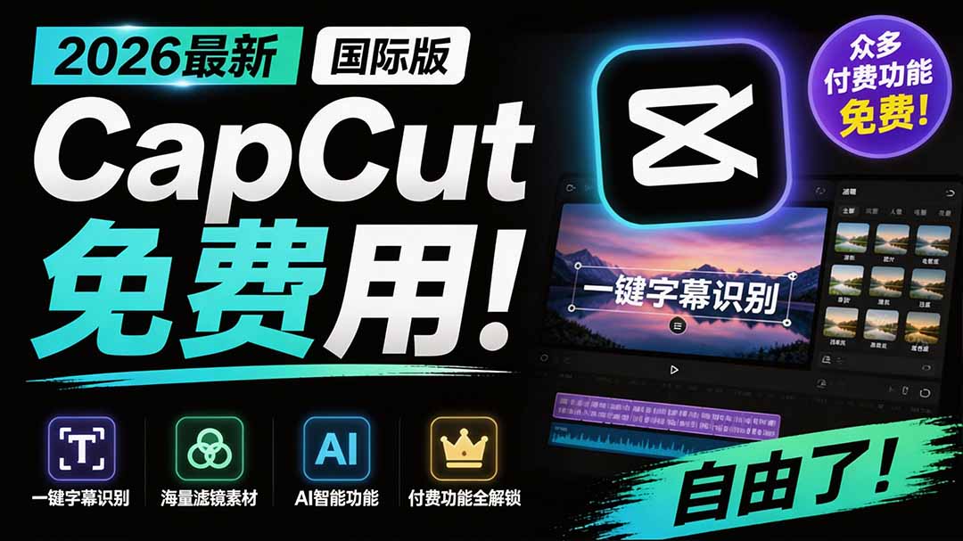 2026最新国际版剪映!CapCut 众多付费功能免费用,一键字幕识别 / 滤镜素材 / AI智能功能自由了 CapCut-800资源网