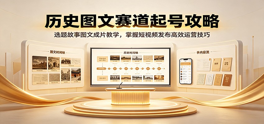 历史图文赛道起号攻略：选题故事图文成片教学，掌握短视频发布高效运营技巧-800资源网