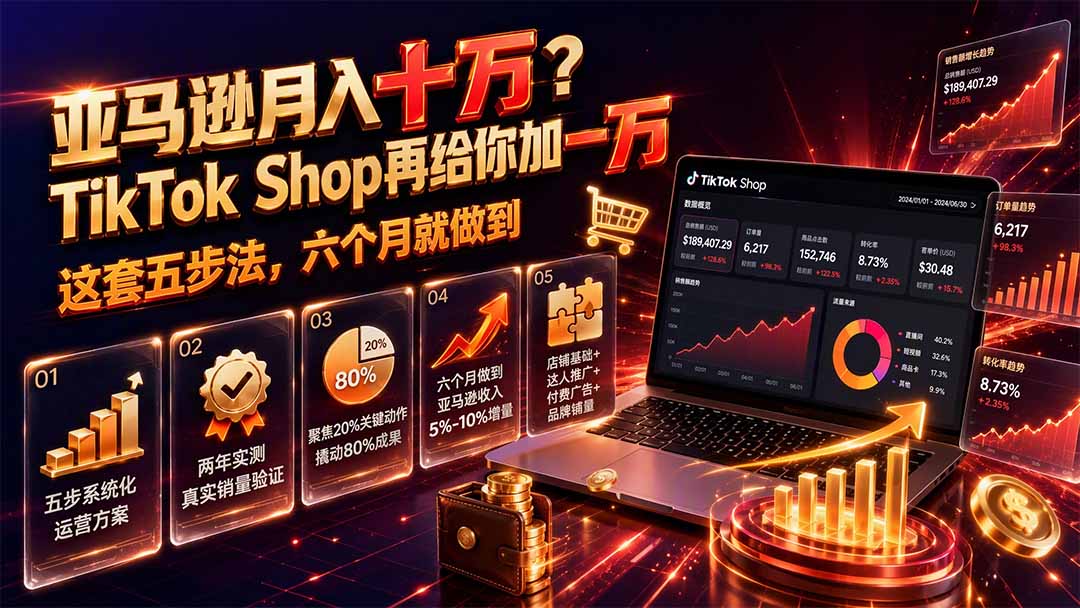 亚马逊月入十万?TikTok Shop再给你加一万——这套五步法,六个月就做到【原创双语字幕】