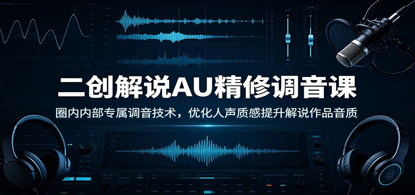 二创解说AU精修调音课:圈内内部专属调音技术,优化人声质感提升解说作品音质-800资源网