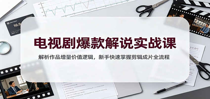 电视剧爆款解说实战课：解析作品增量价值逻辑，新手快速掌握剪辑成片全流程-800资源网