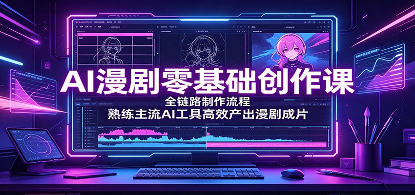AI漫剧零基础创作课:全链路制作流程,熟练主流AI工具高效产出漫剧成片-800资源网