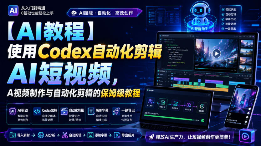 【AI教程】使用Codex自动化剪辑AI短视频,AI视频制作与自动化剪辑的保姆级教程-800资源网