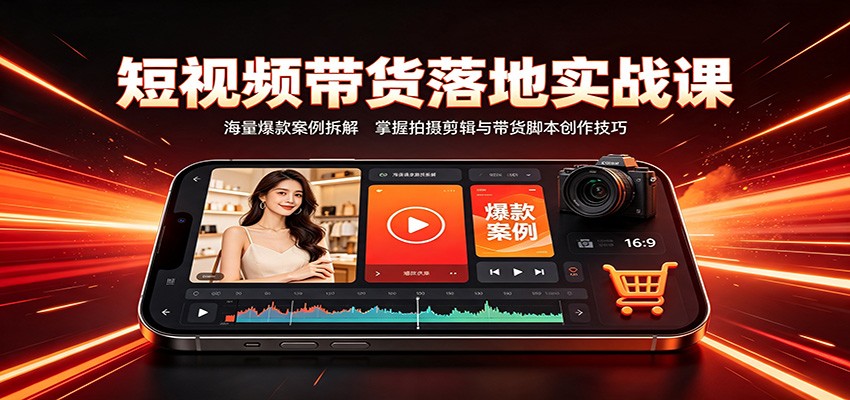 短视频带货落地实战课:海量爆款案例拆解,掌握拍摄剪辑与带货脚本创作技巧-800资源网