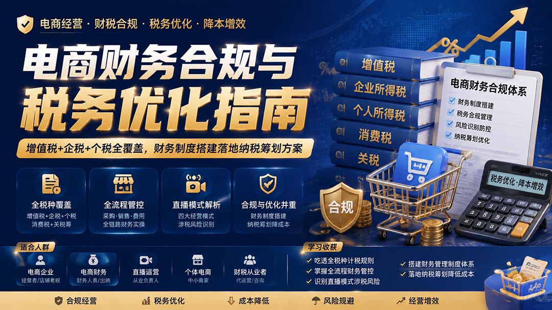 电商财务合规与税务优化指南:增值税+企税+个税全覆盖,财务制度搭建落地纳税筹划方案-800资源网