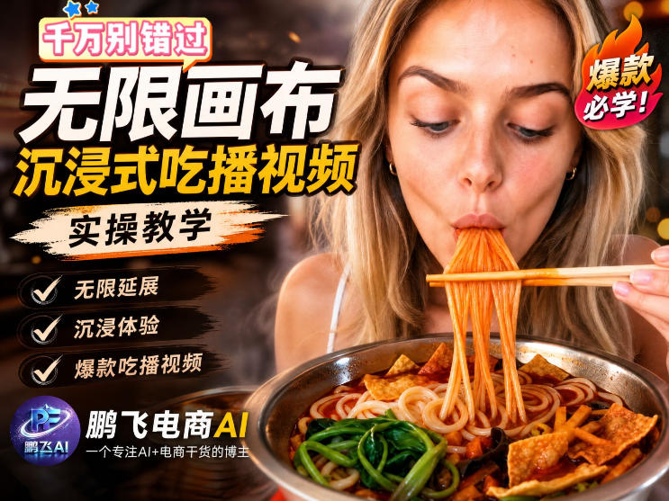 保姆级教程｜用AI无线画布做沉浸式吃播，3步直接出片，无线画布工作流，操作简单好上手-800资源网