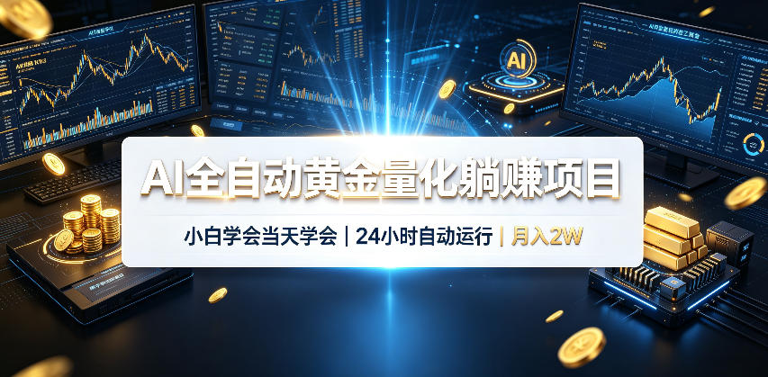 AI全自动黄金量化躺賺项目,24小时自动运行,月入2W!-800资源网