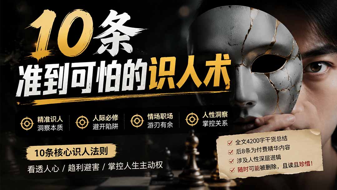 付费文章：分享10条准到可怕的识人术术，希望能帮到大家。-800资源网