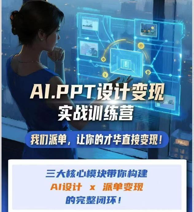 AI+PPT设计变现实战训练营,我们派单,让你的才华直接变现,三大核心模块带你构建Al设计x派单变现的完整闭环-800资源网