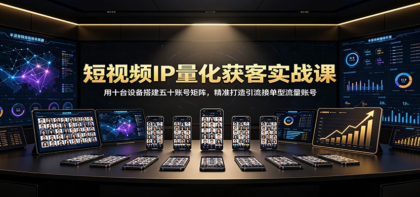 短视频IP量化获客实战课：用十台设备搭建五十账号矩阵，精准打造引流接单型流量账号-800资源网
