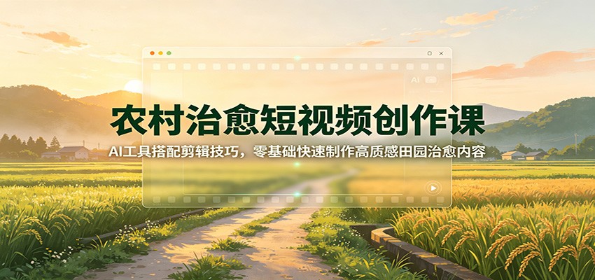 农村治愈短视频创作课：AI工具搭配剪辑技巧，零基础快速制作高质感田园治愈内容-800资源网