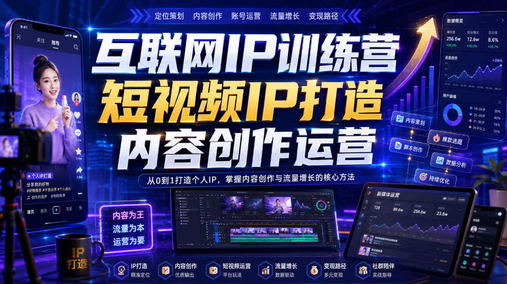 互联网IP训练营，短视频IP打造，内容创作运营-800资源网