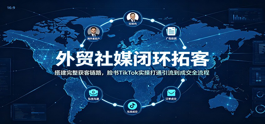 外贸社媒闭环拓客:搭建完整获客链路,脸书TikTok实操打通引流到成交全流程-800资源网