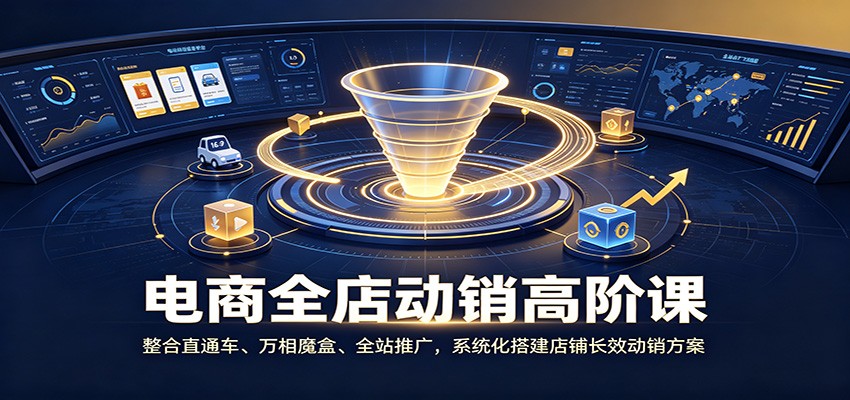 电商全店动销高阶课:整合直通车、万相魔盒、全站推广,系统化搭建店铺长效动销方案-800资源网