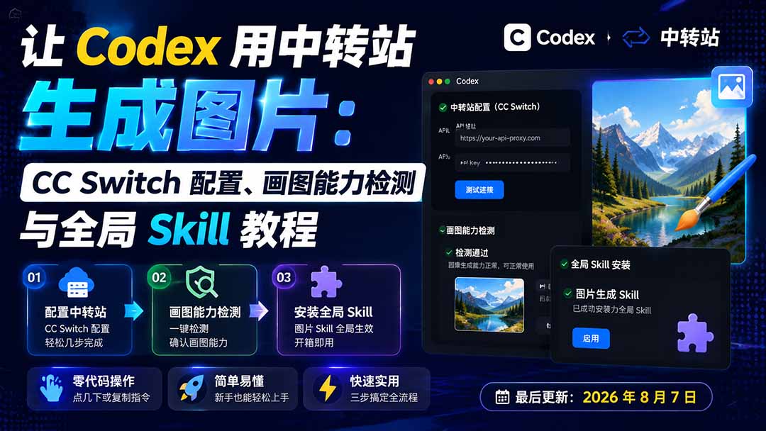 让 Codex 用中转站生成图片：CC Switch 配置、画图能力检测与全局 Skill 教程-800资源网