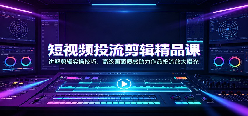 短视频投流剪辑精品课:讲解剪辑实操技巧,高级画面质感助力作品投流放大曝光-800资源网