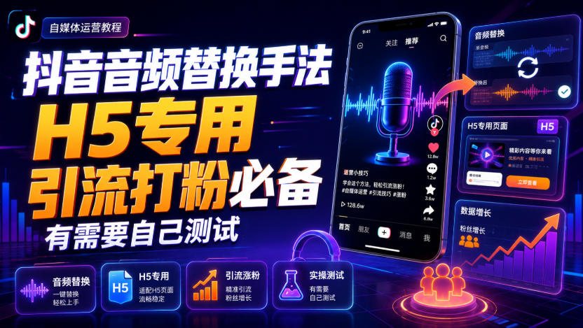 抖音音频替换手法H5专用,引流打粉必备,有需要自己测试-800资源网