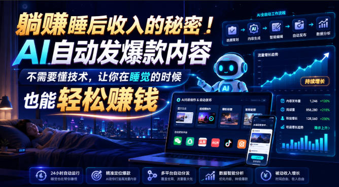 躺賺睡后收入的秘密!AI自动发爆款内容,不需要懂技术,让你在睡觉的时候也能轻松賺钱【原创双语字幕】-800资源网