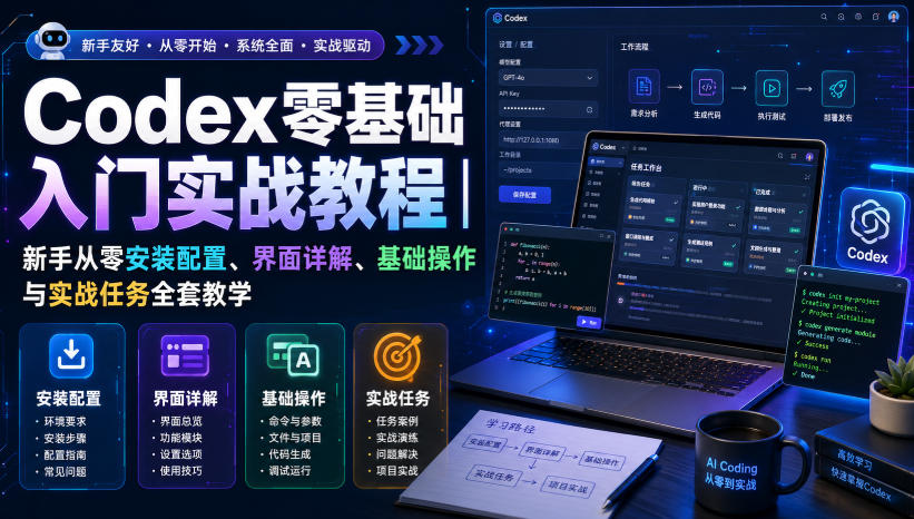 Codex零基础入门实战教程｜新手从零安装配置、界面详解、基础操作与实战任务全套教学-800资源网