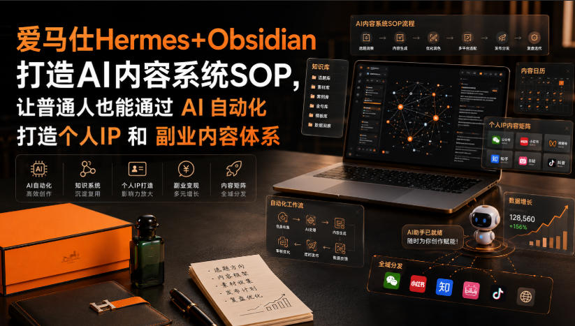 爱马仕Hermes+Obsidian打造AI内容系统SOP,让普通人也能通过 AI 自动化打造个人IP 和 副业内容体系-800资源网