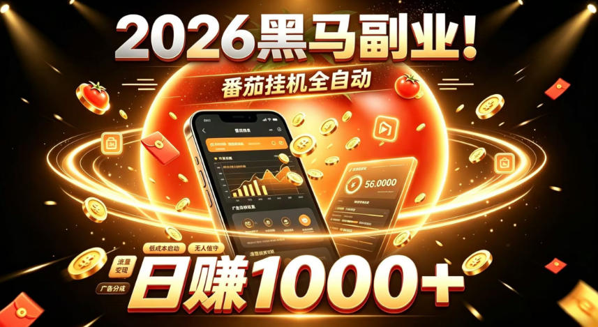 2026黑马副业!番茄挂G全自动日入1000+,操作最简单、门槛最低的线上轻资产项目-800资源网