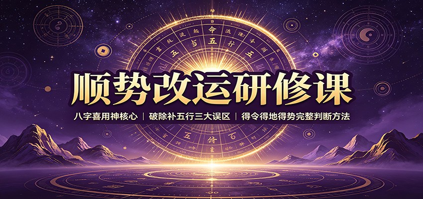 顺势改运研修课:八字喜用神核心,破除补五行三大误区,得令得地得势完整判断方法-800资源网