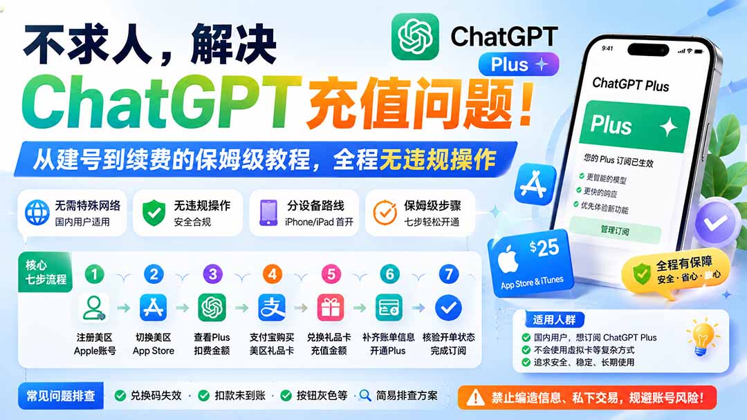 （19898期）不求人，解决ChatGPT充值问题！从建号到续费的保姆级教程，全程无违规操作