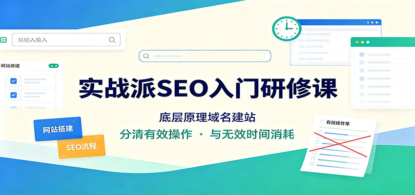 实战派SEO入门研修课:底层原理域名建站,分清有效操作与无效时间消耗-800资源网