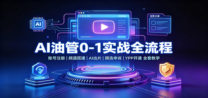 AI油管0-1实战：账号注册频道搭建，AI出片，限流申诉，YPP开通全套教学-800资源网