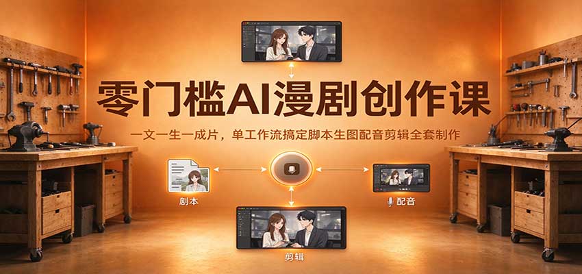 零门槛AI漫剧创作课：一文一生一成片，单工作流搞定脚本生图配音剪辑全套制作