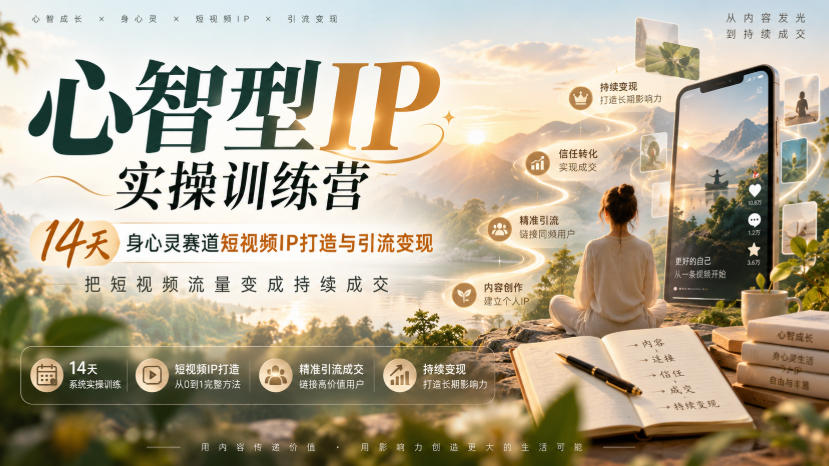 心智型IP实操训练营｜14天身心灵赛道短视频IP打造与引流变现，把短视频流量变成持续成交