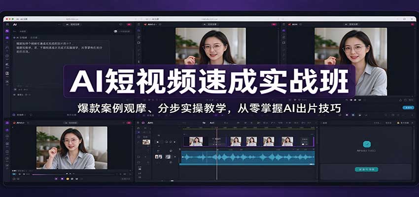 AI短视频速成实战班：爆款案例观摩、分步实操教学，从零掌握AI出片技巧