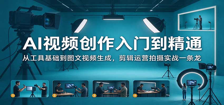 AI视频创作入门到精通：从工具基础到图文视频生成，剪辑运营拍摄实战一条龙