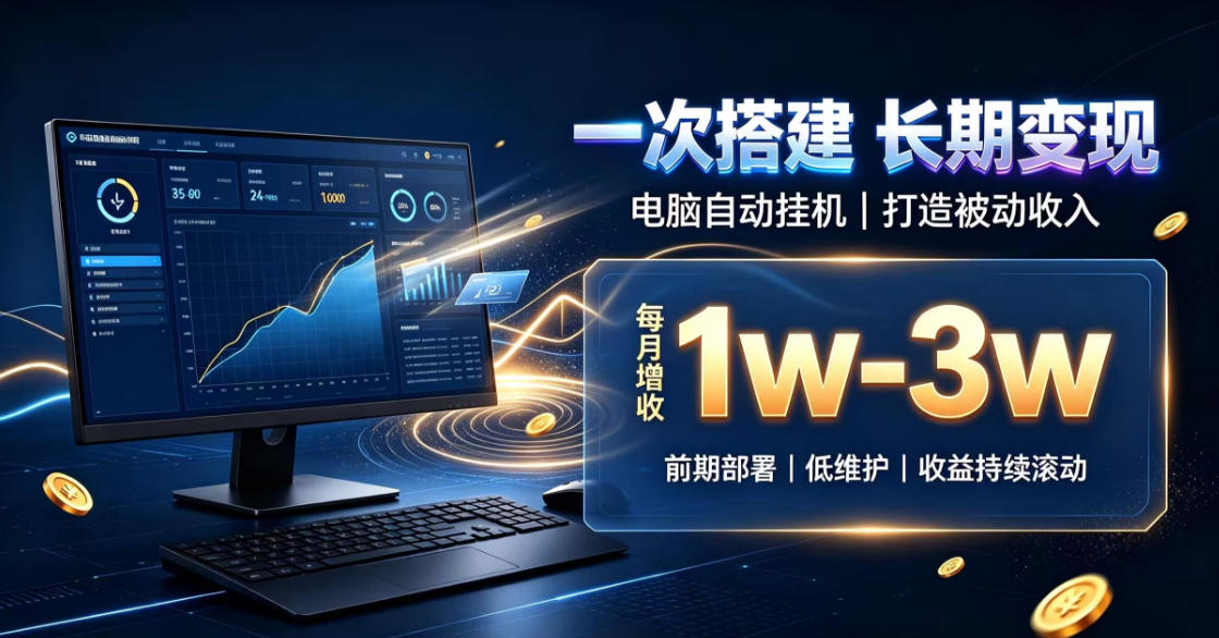 一份投入长期收益，电脑自动挂G类目，搭建被动收入每月增收1w-3w【揭秘】